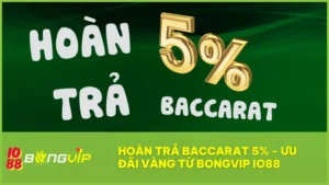 Hoàn trả Baccarat 5% tại BONGVIP IO88: Cược thua không lo, thêm vốn gỡ gạc! 1 Hoàn trả Baccarat 5% là cơ hội vàng để giữ vốn và tiếp tục cuộc chơi tại BongVip IO88